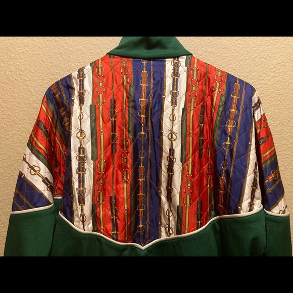 New Silk Authentic Gucci Horsebit Logo Zipper Jacket M - Picture 9 of 12